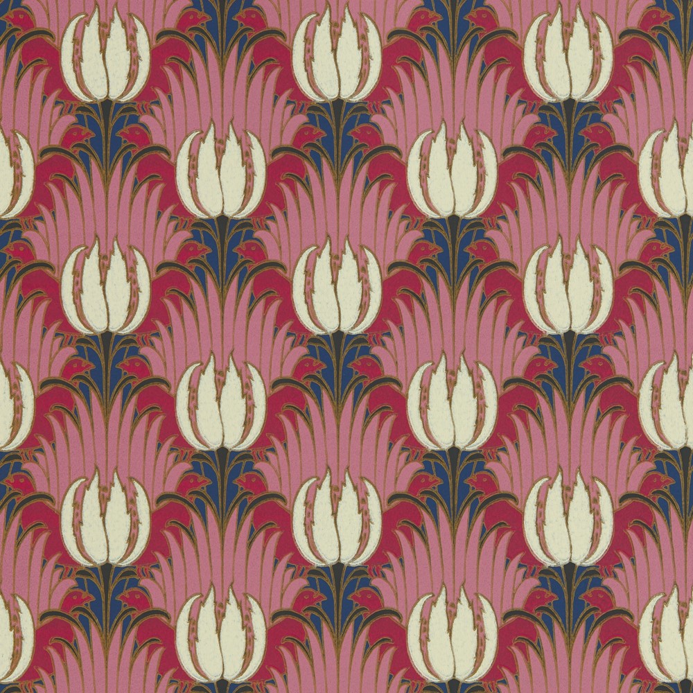 Tulip & Bird Wallpaper 510030 by Morris & Co in Amaranth Blush